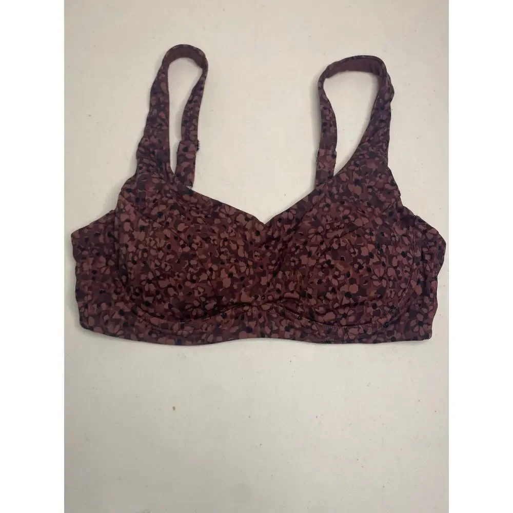 ATHLETA Bondi Bra Cup Bikini Wired Top In Camo Flora Decadent Chocolate 34B 34C